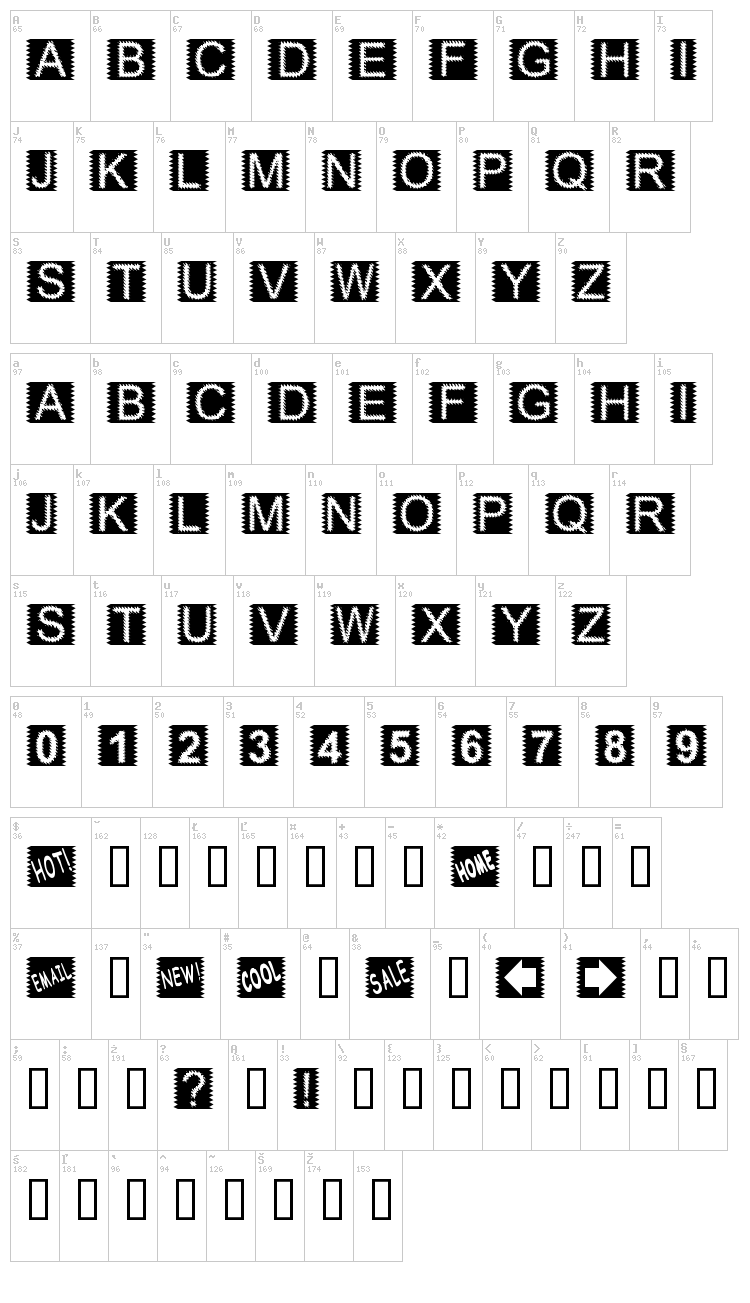 Zacken font map